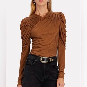 INTERMIX Private Label Naomi Ruched Top in Brown. SZ XL. NWT